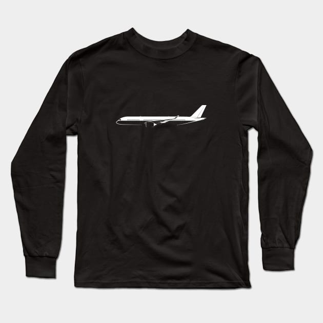 Airbus A350-900 Silhouette Long Sleeve T-Shirt by Car-Silhouettes